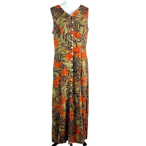 Betsy Lauren Women’s Tropical Floral Button Front Maxi Dress Size 12 - Picture 3 of 11